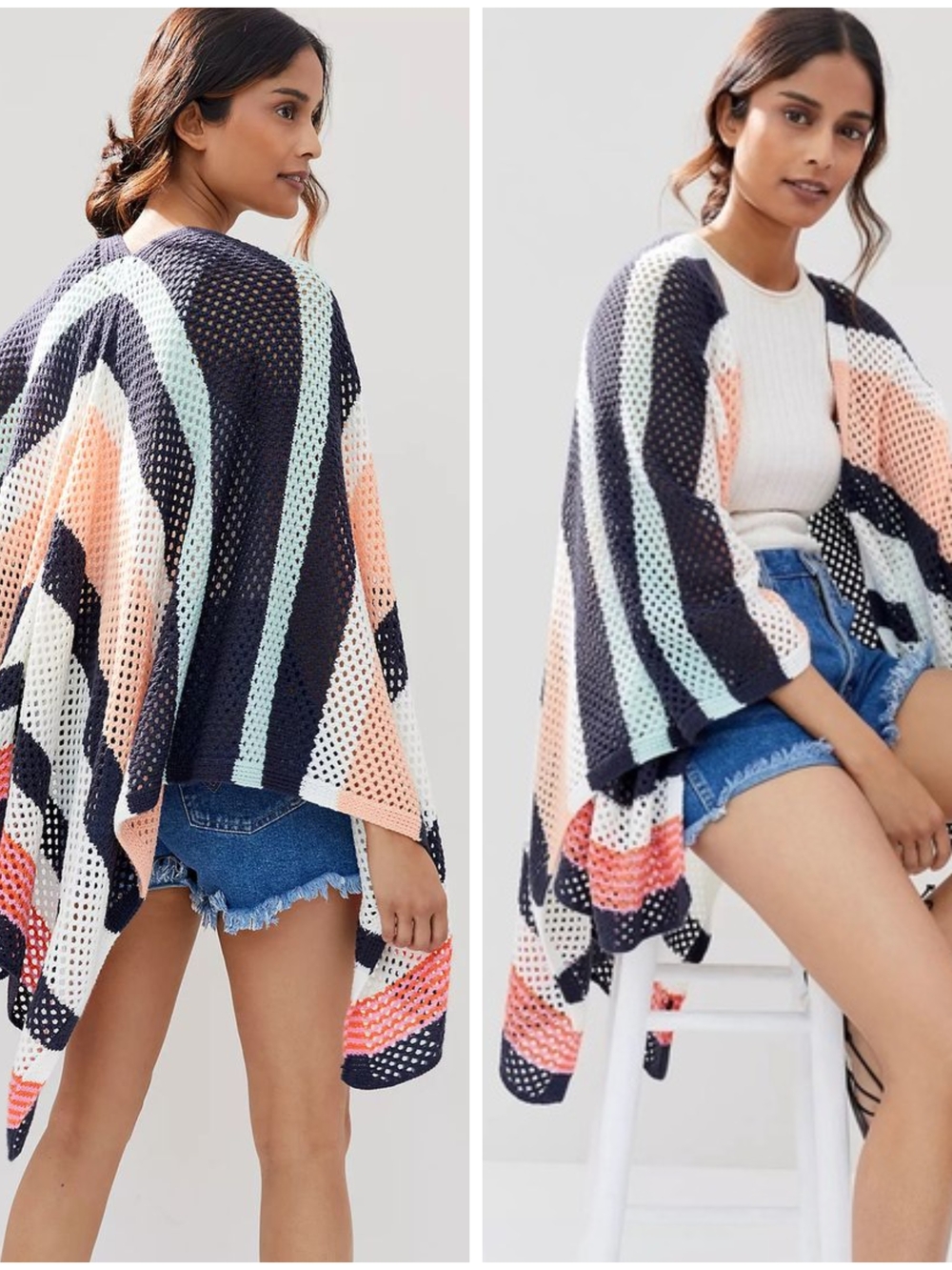 Anthropologie, Striped Crochet Kimono, ONE SIZE FITS ALL, NWT